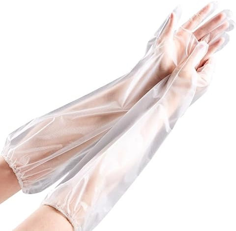 pistro Lot de 20 gants de nettoyage jetables extra longs de 60 cm, gants imperméables pour la vaisselle, la cuisine, la coloration des cheveux, grande taille