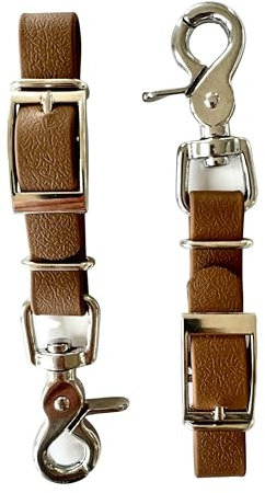 ZAVVIT 2er Set Steigbügelhalter, Halter für Reitplaketten, Gerte, wasserfestes, reißfestes Gurtband, Scherenkarabiner und Schnallenverschluss, in verschiedenen Farben (Sonderfarbe: Nougat)