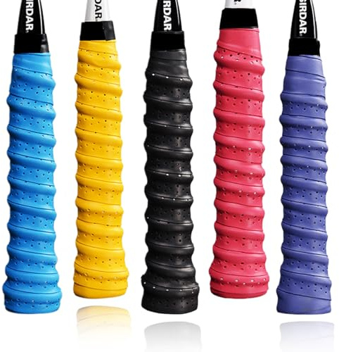 KQOZG 5 Pezzi Grip Tape per Racchette da Tennis, Badminton e Squash, Overgrip per Racchette, Nastro Antiscivolo e Assorbente