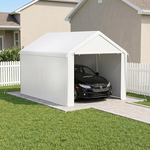 Aufun Carport tältgarage 3x4 m, vattentätt PE-tak, UV-resistent skydd, rivbeständigt avtagbart tält, säkert för bil, SUV och lastbil