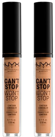 NYX Professional Makeup Correttore Can't Stop Won't Stop Tonalità 10.3 Neutral Buff Liquido Multiuso Lunga Tenuta 24h Waterproof Ultra Pigmentato Corregge Scolpisce e Illumina - 2 Correttori da 3,5ml