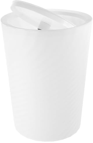 VILLFUL Poubelle Pivotante en Plastique Blanc 12l avec Couvercle à Bascule, Design Soigné pour Salle de Bain et Salon, pour Maison et Bureau