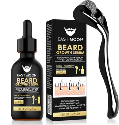 Kit Cura Barba Uomo con Olio da Barba 60 ml e Rullo Barba, Set per la Barba da Uomo, Olio Barba per Uso Quotidiano, Accessori per la Cura e lo Styling della Barba, Idea Regalo Uomo