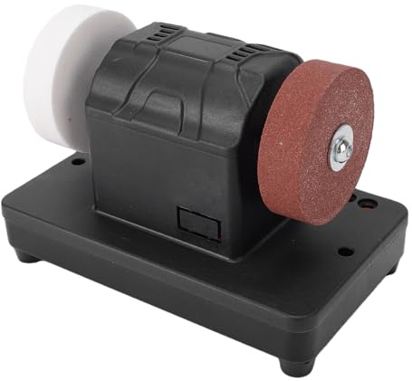 Xiuganpo Mini Smerigliatrice da Banco, 2000-6000 Giri/min Mini Smerigliatrice Elettrica Motore in Rame Pieno da Banco a Doppia Ruota, con Doppie Mole 36 Grana Rossa e 60 Grana Bianca per Coltelli
