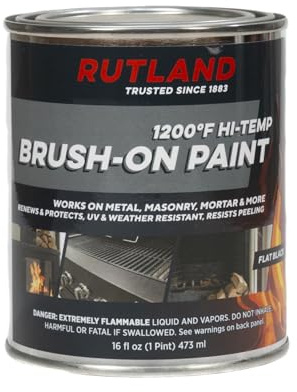 Rutland Products, Black Rutland 1200-Degree F Brush-On Flat Stove Paint, 16 Fluid Ounce, Fl Oz (Pack of 1)