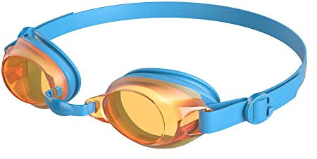 Speedo Unisex Kinder Jet V2 Schwimmbrille | Kinder | Comfortable Fit | Bequeme Passform | Verstellbares Design | Anti-Beschlag | Schwimmen lernen Schwimmbrille, Japan Blue/Sunset, Einheitsgröße