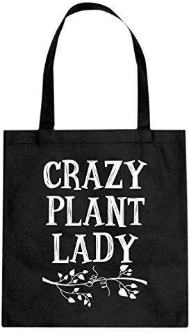 Crazy Plant Lady Black Canvas Tote Bag