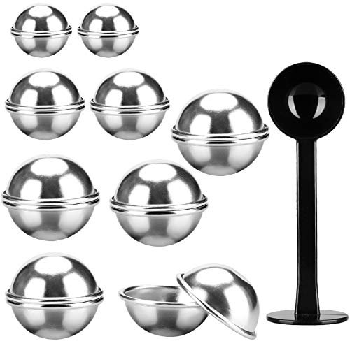 Lot de 18 moules à bombes de bain en aluminium (4 x 1,9 cm, 4 x 2,2 cm, 10 x 2,6 pouces), 1 x tampon, 1 kit de démarrage en métal