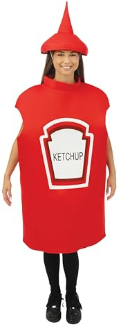 P'TIT CLOWN - Déguisement Ketchup, Moutarde - Costume pour Adulte - Parfait pour Carnaval, Fêtes Costumées et Évènements à Thème - Taille Unique (Ketchup)