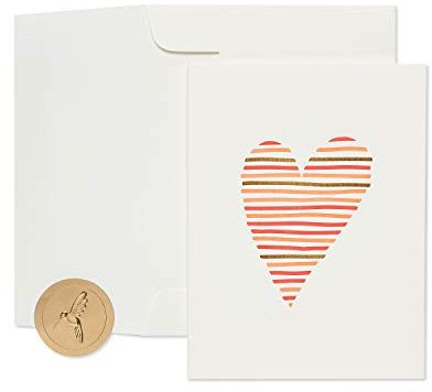 Papyrus Blank Heart Card for Valentines Day, Anniversary, Birthdays, Wedding and more (Striped Heart)