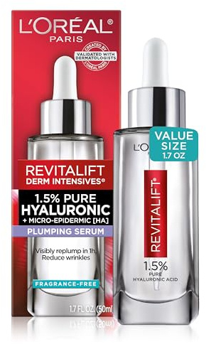 L'Oreal Paris Revitalift 1.5% Pure Hyaluronic Acid Face Serum, Hydrate & Reduce Wrinkles, Fragrance Free 1.7 oz