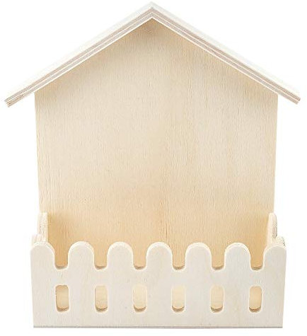 Ideen mit Herz Haus mit Zaun, Holz, 13cm x 16cm x 5cm, zum Aufstellen