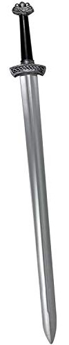 LOOYAR 41 Vikings Viking Age Middle Ages Medieval PU Foam Sword Weapon Toy for Berserker Soldier Knight Warrior Costume Battle Play Halloween Cosplay LARP Medieval Reenactments Black Iron