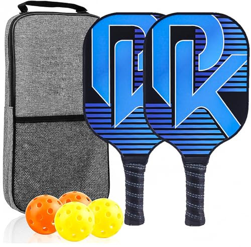Lvpradior Pickleball Paddles, USAPA Approved Pickleball Racket Set Fibreglass Pickleball Beach Outdoor Gear Practice Racket, Durable and Light Weight for Men Women