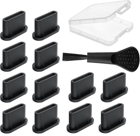NEODTX USB C dammskydd pluggar 12 st silikonskydd USB 3.1 typ C-port för de flesta typ C mobiltelefon surfplatta tillbehör iPhone 15 16 17 pro max Google Samsung Galaxy Xiaomi Redmi XPLORA Motorola