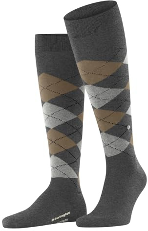 Burlington Edinburgh M Kh laine fantaisie 1 paire, Chaussettes longues Homme, Gris Dark Grey 3070, 40-46