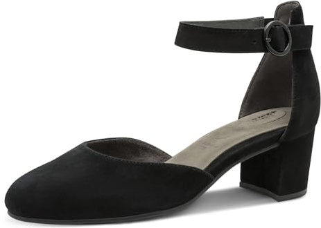Tamaris Comfort décolleté da donna con cinturino in pelle Elegante, Nero (Black Suede), 42 EU