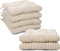VISTE TU HOGAR Pack 6 Coussins de Chaise, 45x45x5 CM, Effet tridimensionnel, 100% Polyester, idéal pour Salle à Manger, terrasse, Salon et Restaurant, Couleur rayé Beige, fabriqué en Espagne