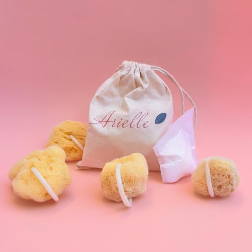 ARIELLE SPUGNA MESTRUALE Riutilizzabile con Anello – Kit Annuale (4 Spugne) – Alternativa Ecologica a Tamponi e Coppetta – Facile Inserimento ed Estrazione – Igiene Intima Femminile Zero Waste (M)