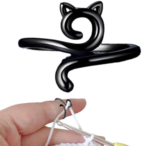 Herramienta de ganchillo para gatos, herramientas de control de guía de hilo para tensión, guía de hilo abierto, anillos de ganchillo para dedos, dedales de tejer para herramientas de tensión de