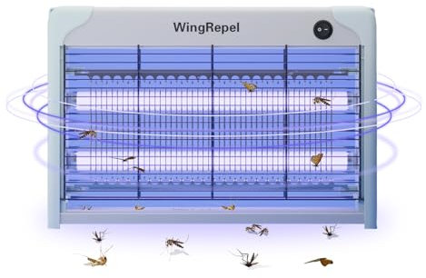 WingRepel 2400V Grille Renforcé Tue Mouche Electrique, 20W Lampe UV Anti Moustique Interieur, Appareil Lumiere Bleue Anti Insectes pour Maison Cuisine Bureau Efficace Portée 80㎡