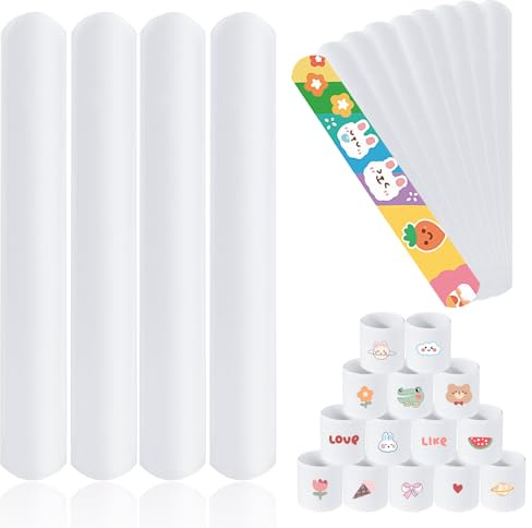 YiliYa Pulseras de Bofetadas Blancas, 100 piezas Bandas de Bofetadas en Blanco DIY Slap Bracelets Pulseras Pulsera Bofetada Fiesta para Niños Pulseras Pinturas Artesanías
