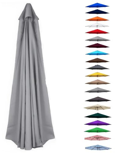 Genérico Tela de Repuesto para Sombrilla 200-400 cm 6/8 Varillas, Cubierta Toldo de Recambio para Parasol, Fundas superior para sombrillas de mesa de exterior, la lluvia, Negro(Gris,6 Varillas 300cm)