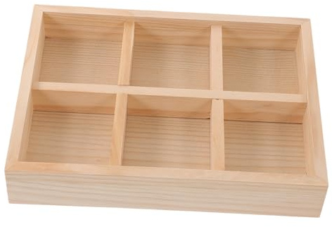 CTIRCHIU Vassoio Porta Gioielli di Anelli Bracciali per Esposizione e Conservazione in Legno Retro 6 Scomparti Divisi per Decorazione Casa e Comò