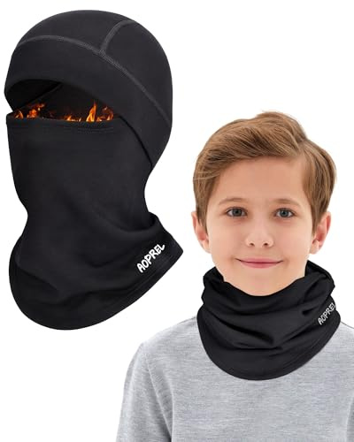 AOPREL Kinder Sturmhaube Winter, Modal-Wolle-Mix Balaclava Skimaske Multifunktional Winddicht Gesichtsmasken Schlupfmütze Sturmmaske Mütze mit Halswärmer für Jungen & Mädchen