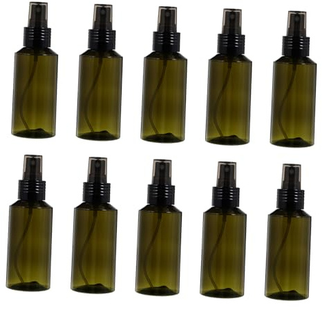 LRXIYODE 10Pcs Ultrafine Spray Mist Bottles Travel Cosmetic Refillable Sprayers Olive Green Multi-functional Liquid Storage for Perfume Shampoo Outdoor Use