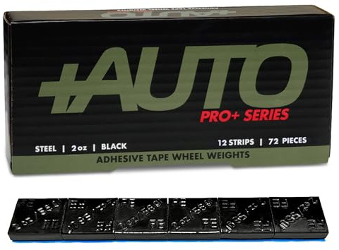 Tire Supply +Auto 2 oz Steel, Adhesive Stick on Wheel Weights, EZPeel Tape. Cars, Trucks, SUVs, Motorcycle, Low Profile, Rim Contoured, U.S.A. Professional Grade, 72pcs/Box (Black)
