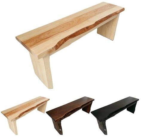 Generico Panca Da Ingresso in Legno Massello, 50 Cm/120 Cm Panca in Legno Da Interno, Panche Spogliatoio con Bordi Irregolari, Panchina per Tavolo Da Pranzo, Sgabello Basso(Natural,50 * 20 * 40 cm)