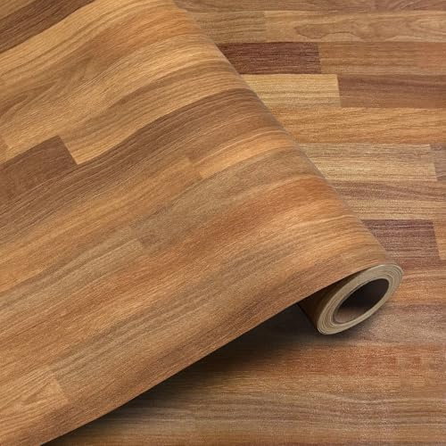 Shackcom Suelo Vinilo Autoadhesivo Efecto Madera Marrón, Rollo 40x1000cm (4m²), Impermeable y Resistente al Desgaste, Pegatina de Suelo DIY para Cocina, Baño, Salón y Dormitorio