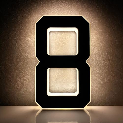 Solcellsskylt för Husnummer, 12/17/23cm Solar House Number Lights Sign Ljussensor LED-adress för Hem,Trädgård(8,L 23cm)