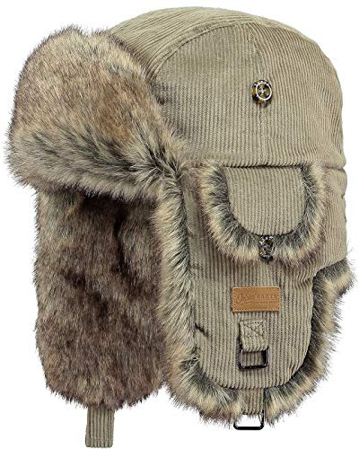 Barts Rip Bomber Pilotmössa Damer/Herrar - lapeer pälsmössa med öronklaffar, foder, Kardborreband Vinter höst-vinter - One Size beige