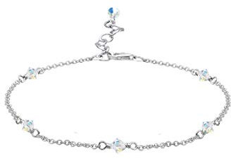 Elli Damen Schmuck Fußschmuck Fußkettchen Klassiker Silber 925 Swarovski® Kristalle Weiß Länge 25 cm