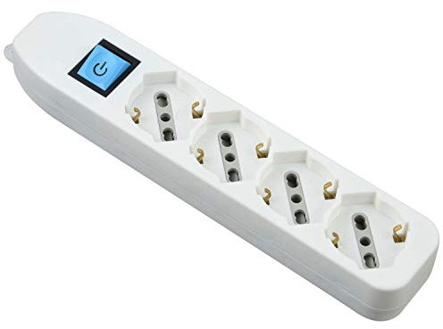 Electraline 82069 Multipresa Senza Cavo, 4 Prese Universali, Bianco