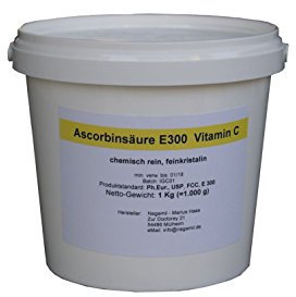 1 Kg L-Ascorbinsäure Vitamin C im Eimer, Lebensmittelqualität E300, feinkristalin