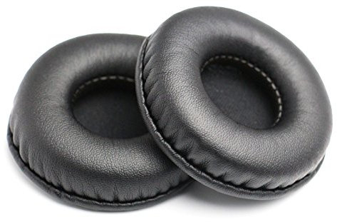 Almohadillas de repuesto de cuero para auriculares compatibles con la mayoría de los modelos de auriculares: diámetro universal de 65 mm (1 par negro)