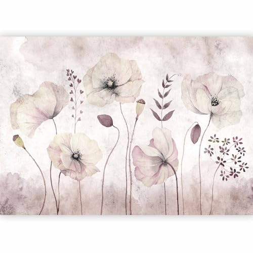 murando Photo Wallpaper Poppy Flowers 300x210 cm / 118.1 x 82.7 Non-Woven Premium Art Print Fleece Wall Mural Decoration Poster Picture Design Modern Nature Flowers Abstract Poppy Pink b-C-0878-a-a