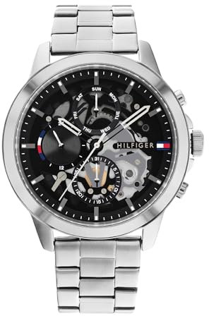 Tommy Hilfiger Multi Zifferblatt Quarz Uhr für Herren mit Silbernes Edelstahlarmband - 1710477