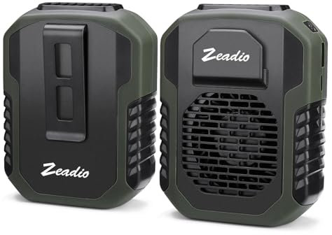 zeadio Portable Waist Clip Fan, 3 Speeds 6000mah Battery Operated Hands-free Wearable Necklace Fan With Charging Function, for Hot Flashes Home Office Travel Outdoor Sports - Green