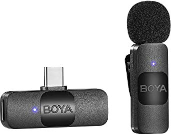 BOYA BY-V10 USB-C kabelloses Mikrofon, Mini-Ansteckmikrofon mit Geräuschunterdrückung, kompatibel mit Android/Typ-C-Smartphone, Laptop, YouTube, Podcast, Facebook, Vlogging Aufnahmen