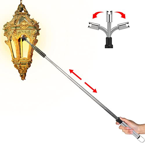 GUKUTMXP Electric Lighter, 29 cm-75 cm Telescopic Rod, 360° Rotatable, USB Rechargeable, for Candles, Barbecues, Fireplaces etc