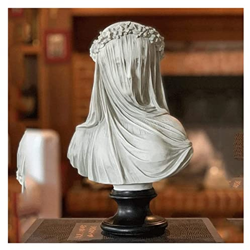 BOSUGE,Decor Figurine Statue Lady Bust Veiled Maiden Bust Sculpture 9.8 Gothic Statue Handmade Resin Craft Home Decor Aesthetics Home Art Collection Ornament