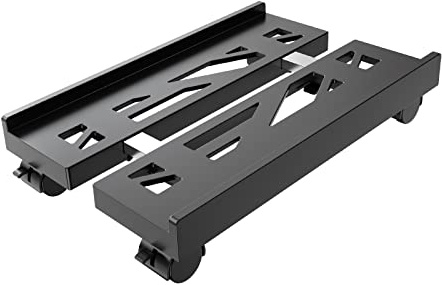 Hovadova Adjustable Mobile CPU Stand, Ventilated Computer Tower Stand with 4 Caster Wheels Fits Most PC Tower, Under Desk CPU Holder PC Floor Cart Computer Riser for Students and Gamers (Black)