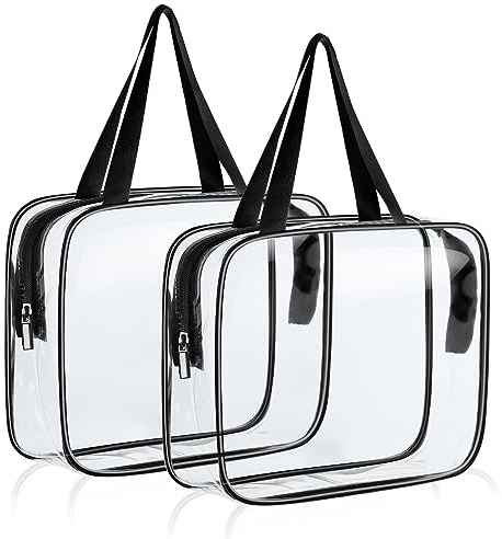 Aucuu Clear Toiletries Bag, 2Pack PVC Waterproof Toiletries Carry Pouch, TSA Approved Travel Toiletry Bag with Zipper, Multi-Size Cosmetic Makeup Bags for Men, Women and Kids - Travel Business Trip