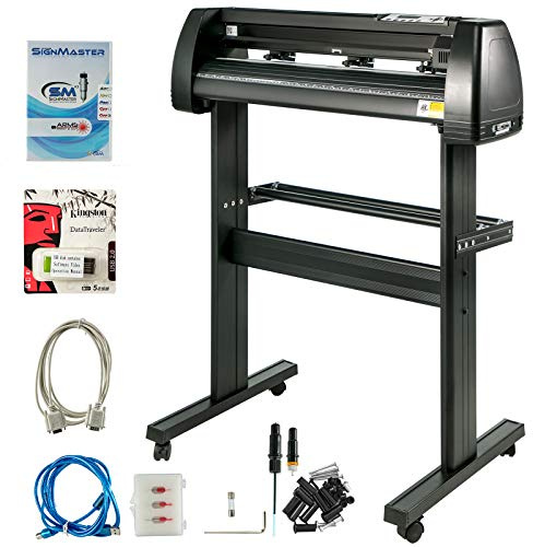 VEVOR Vinyl Cutter Machine, 34 Inch Paper Feed Cutting Plotter Bundle Adjustable Force & Speed Vinyl Printer, LCD Display Windows Compatible Sign Making kit with Signmaster Software