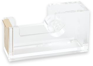Dany Marcus tejpdispenser av transparent akryl med rivkant i guld, tejpdispenser med optimerad hållare för tejp ***Ny modell***