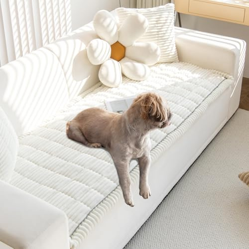 Gumfolk Pet Couch Covers for Sofa Slipcovers Couch Protector for Dogs Washable Cushion Cover, Sofa Pad Blanket Furniture, White, 27in*59in